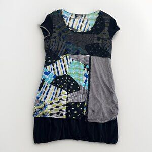 Y2K Bali Tunic Top Artsy Abstract AOP Colorful Patchwork Indie Boho Wom Sz XL